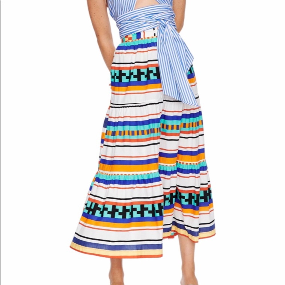MDS STRIPES Aztec button tiered skirt-8